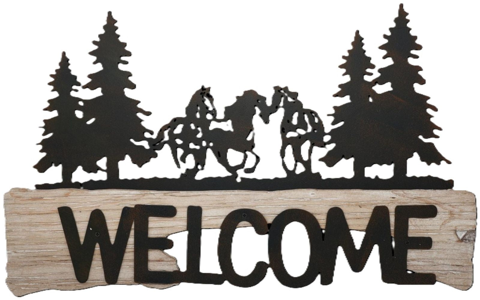 Gift Corral Metal & Wood Welcome Horse Sign