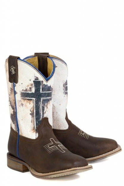 Tin Haul Little Kids Church Cross Square Toe Boots