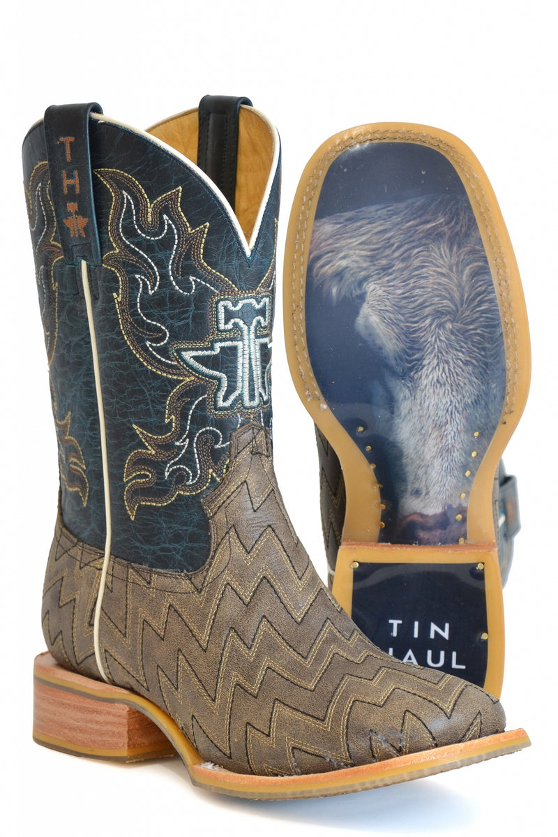 Tin Haul Mens Lightning Strikes Square Toe Boots