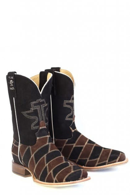Tin Haul Mens Patch It Up Square Toe Boots