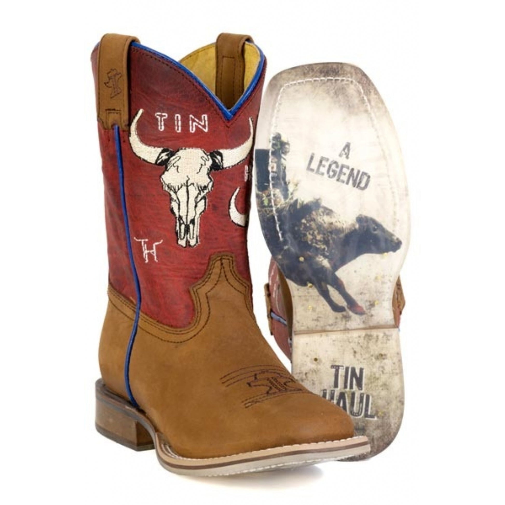 Tin Haul Big Kids Bullheaded Square Toe Bootss