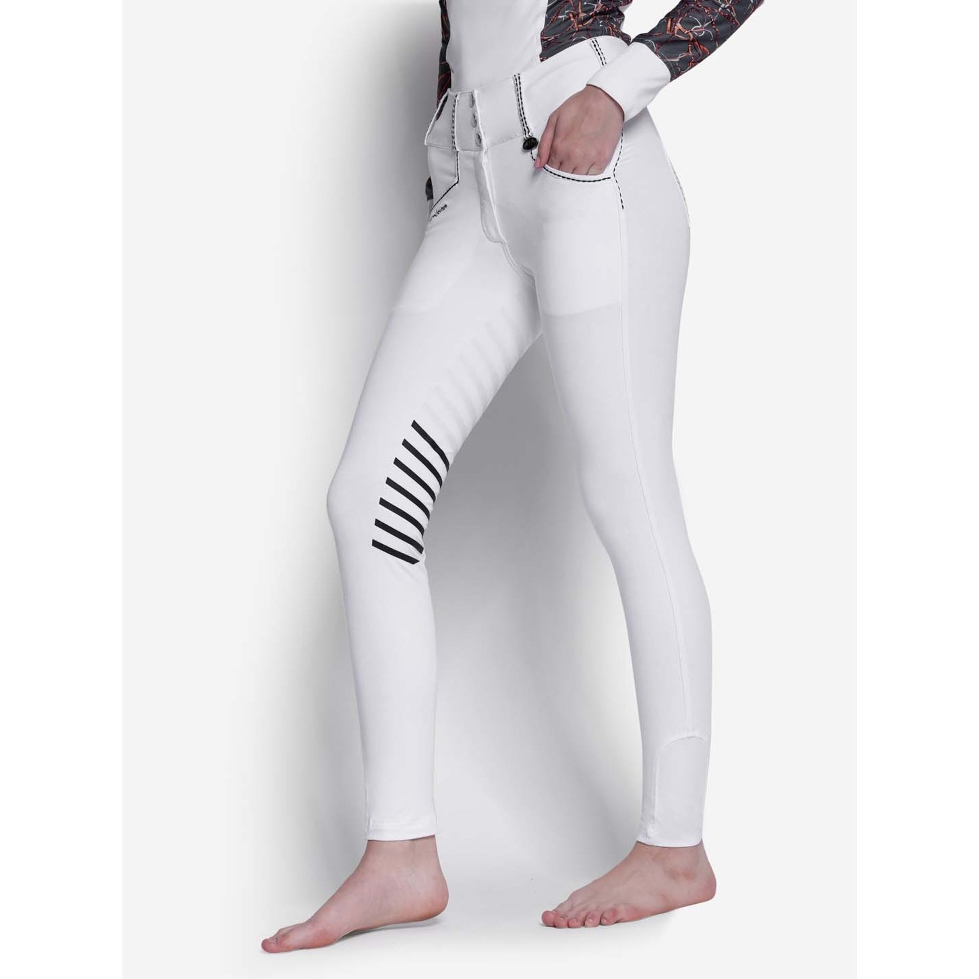 Equine Couture Ladies Saddle Stitch Extended Knee Patch Breeches