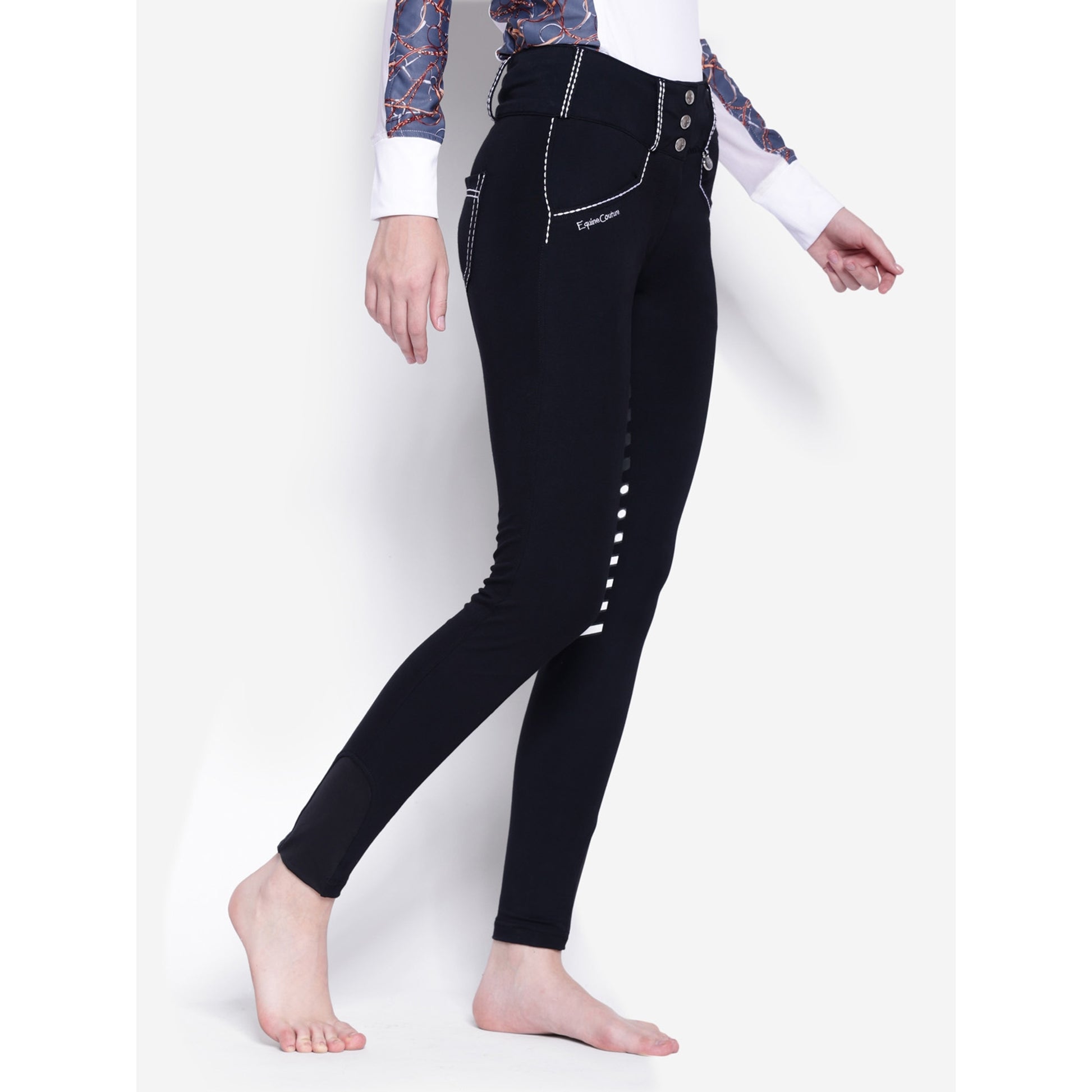 Equine Couture Ladies Saddle Stitch Extended Knee Patch Breeches