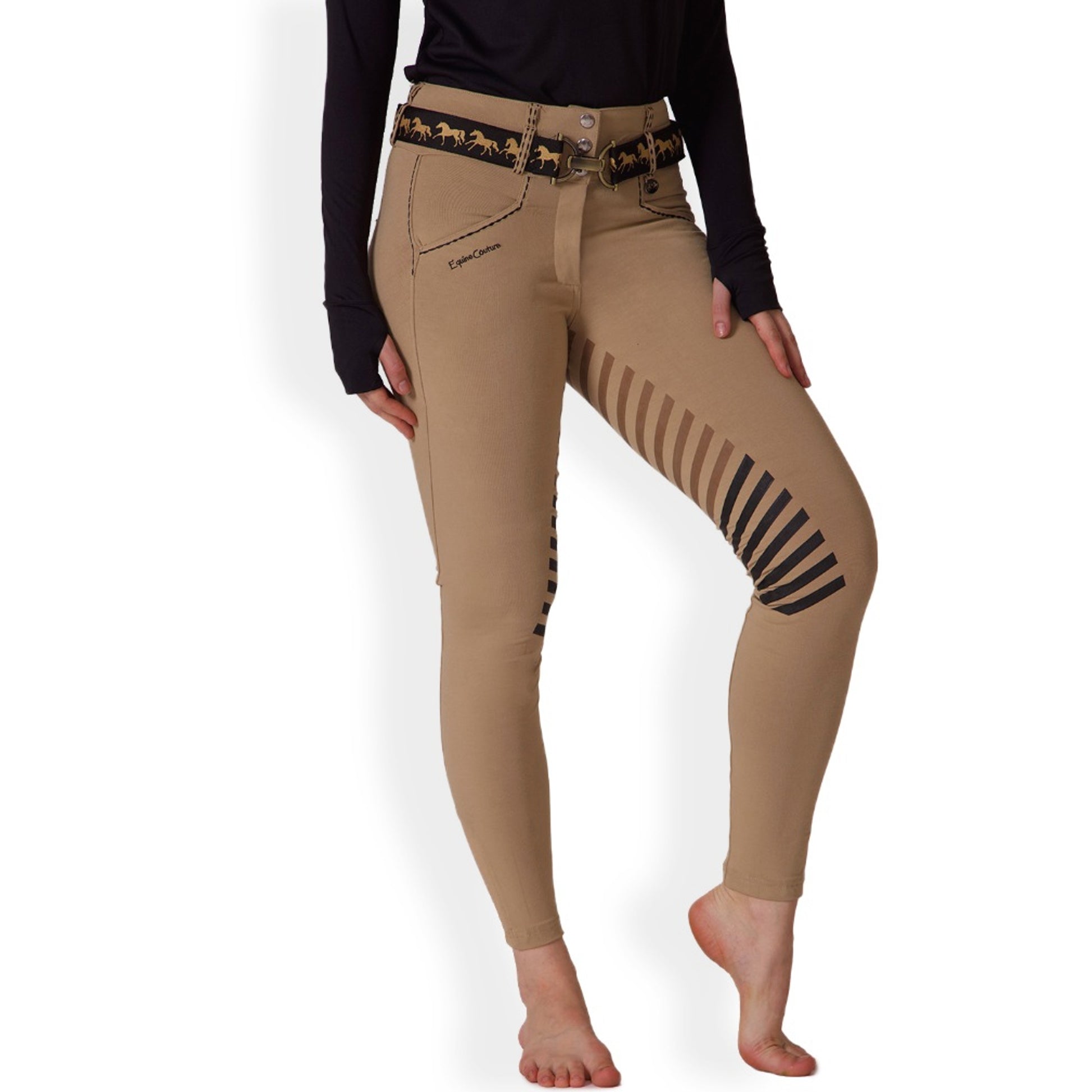 Equine Couture Ladies Saddle Stitch Extended Knee Patch Breeches