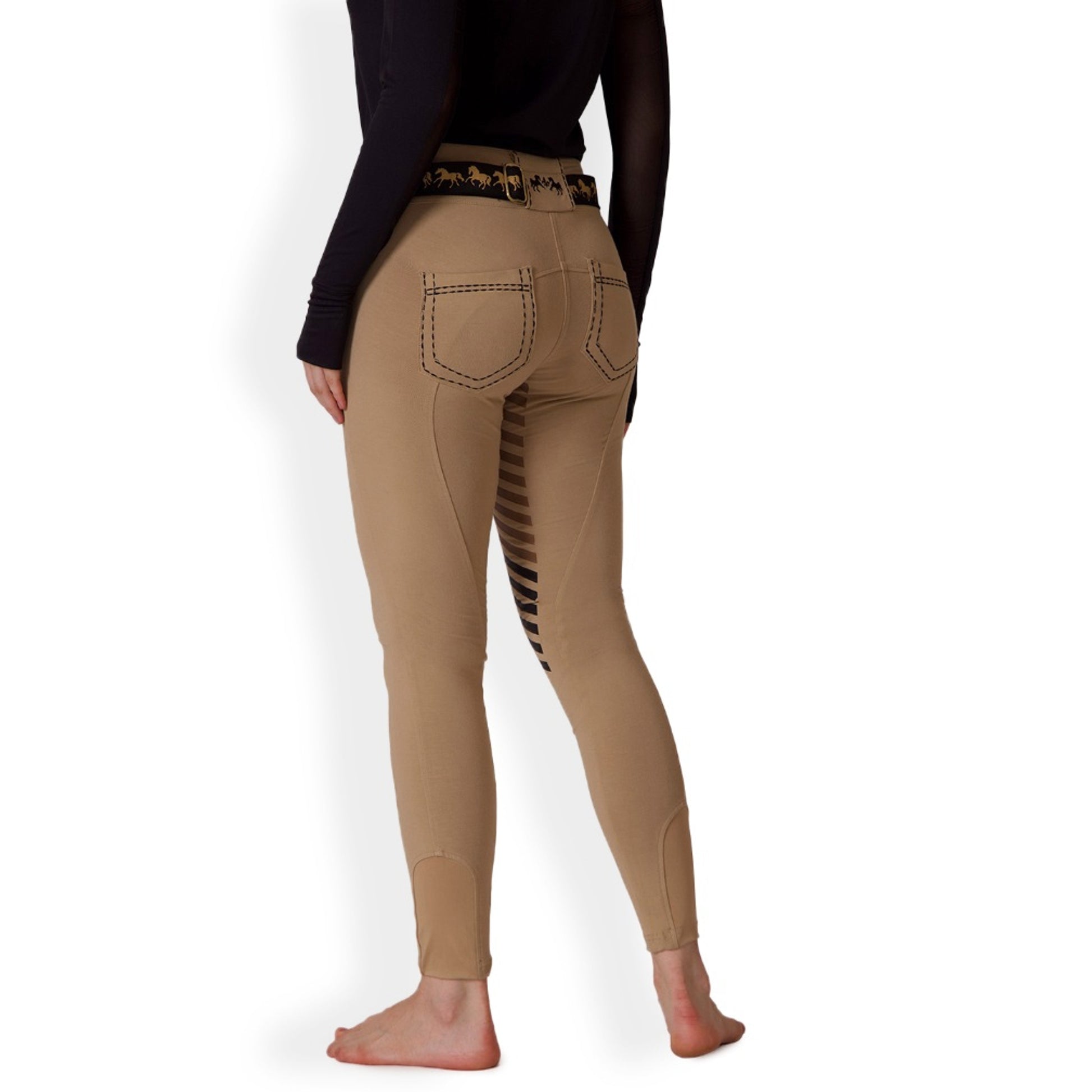 Equine Couture Ladies Saddle Stitch Extended Knee Patch Breeches