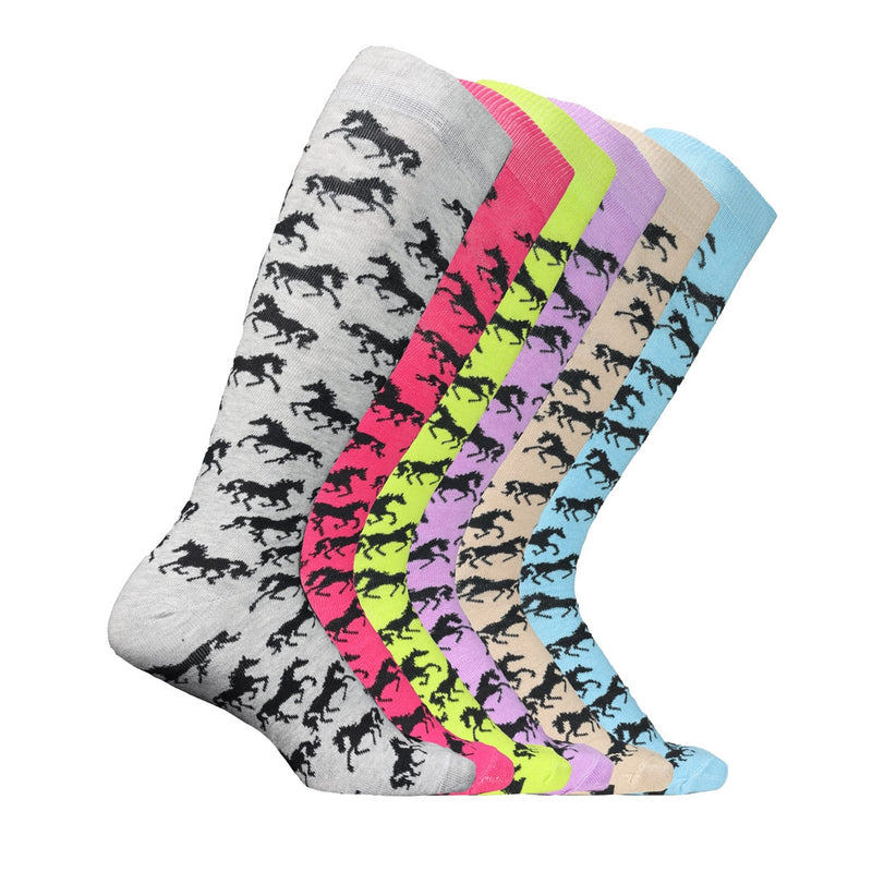 AWST Int'l Ladies Lila Galloping Horses Knee Socks - 6-Pack
