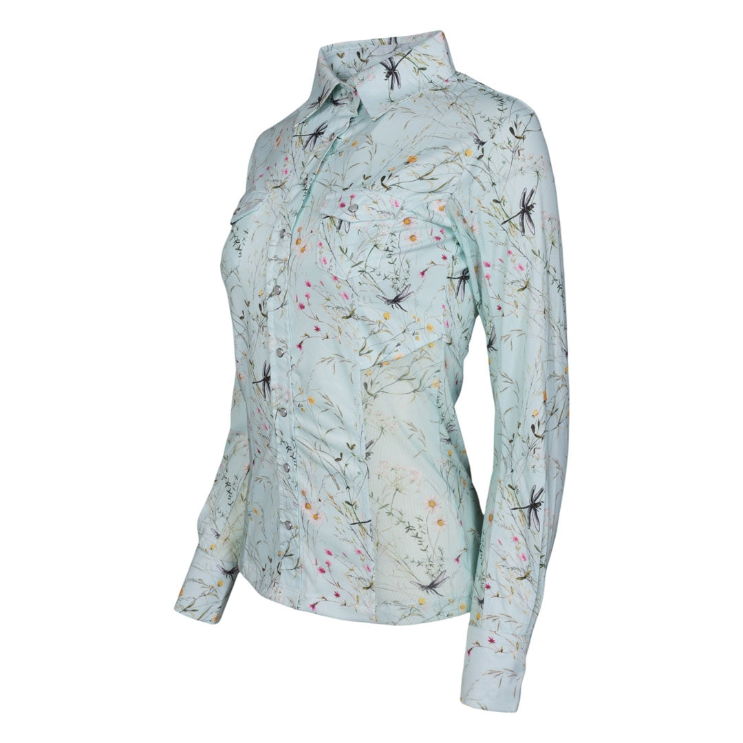 Dapplebay Ladies Dragonfly Meadow Button Down Western Shirt