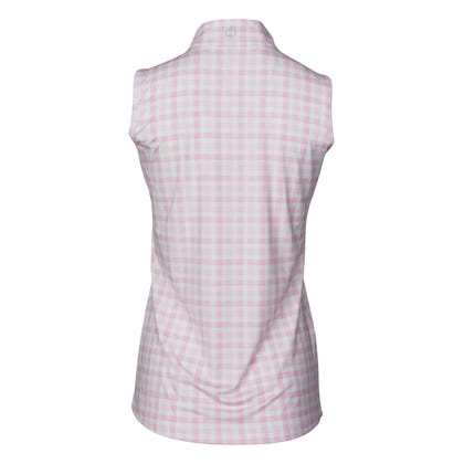 Dapplebay Ladies Gingham 1/4 Zip Sleeveless Riding Top