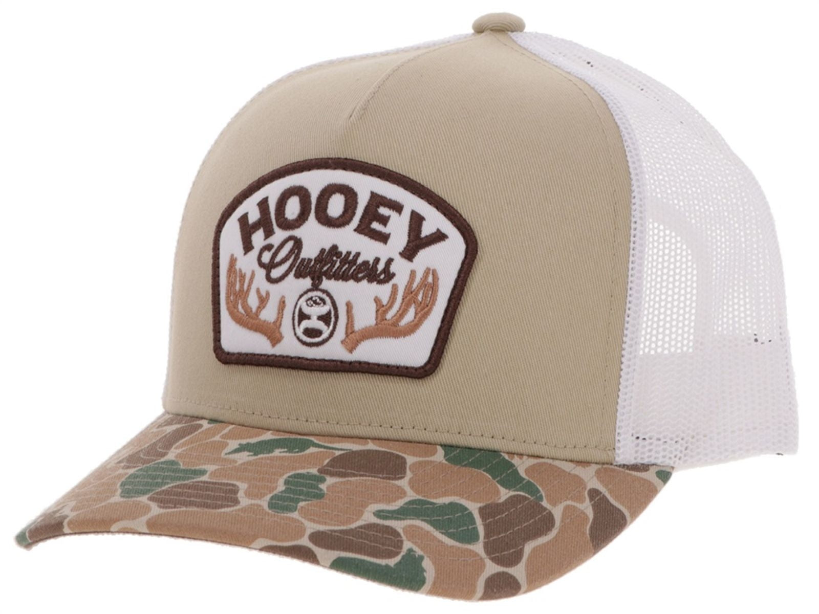 Outfitters Tan / White 5-Panel Trucker with White / Brown Patch