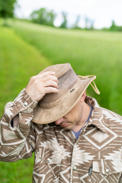 Outback Trading Wagga Wagga with Mesh Leather Hat