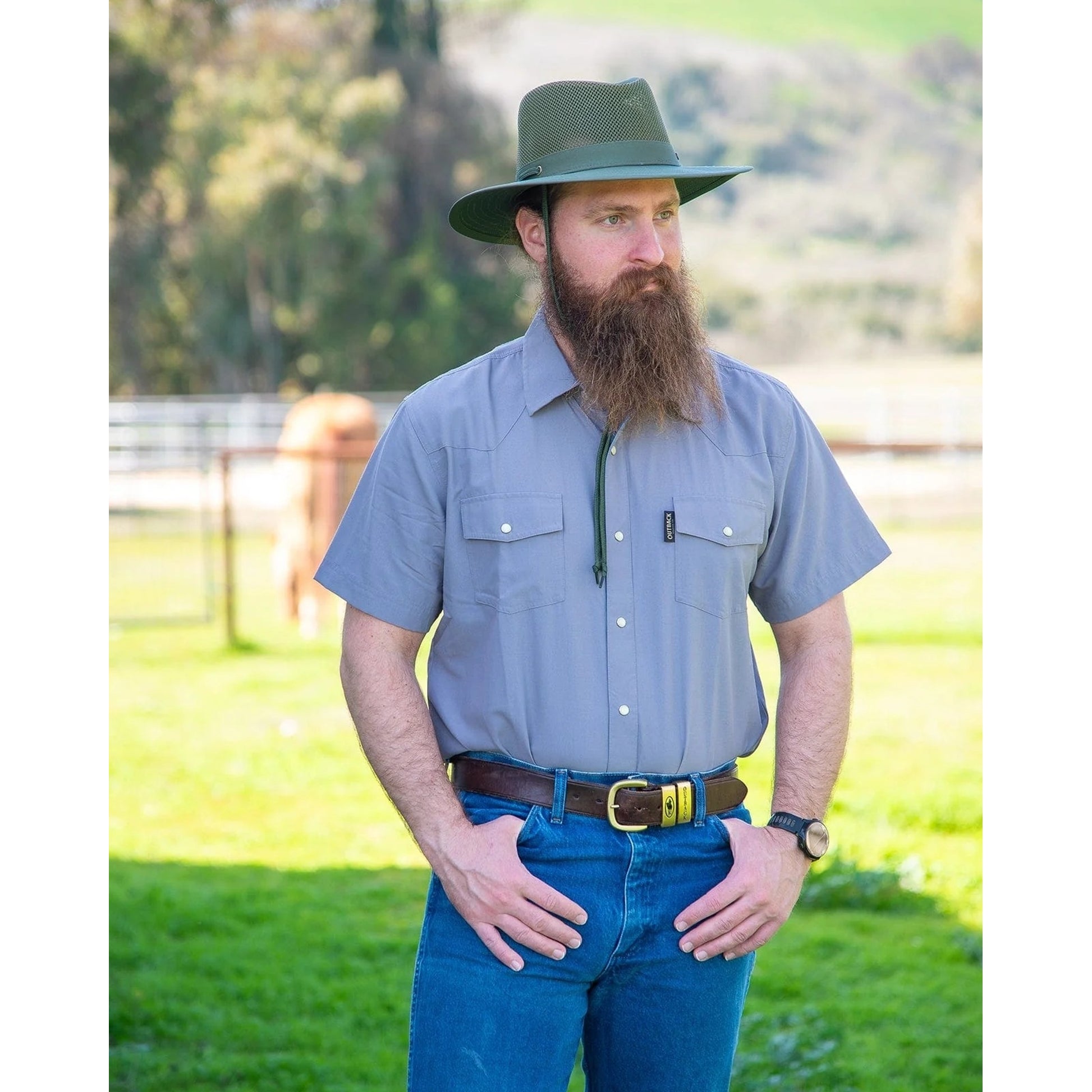 Outback Trading Mens Short Sleeve Moab Western Snap Bamboo Shirt
