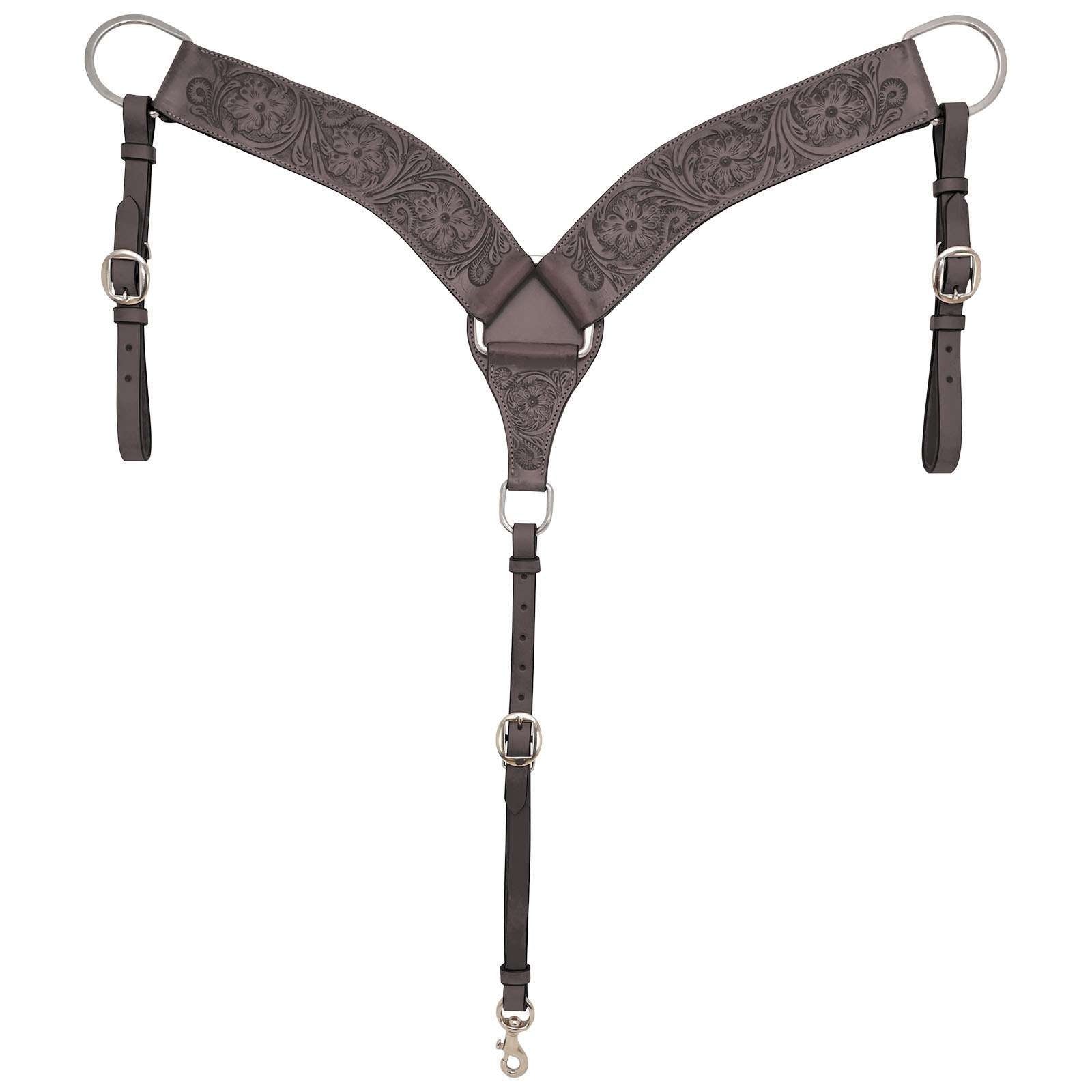 Circle Y 3" Shaped Floral Tooled Breast Collar