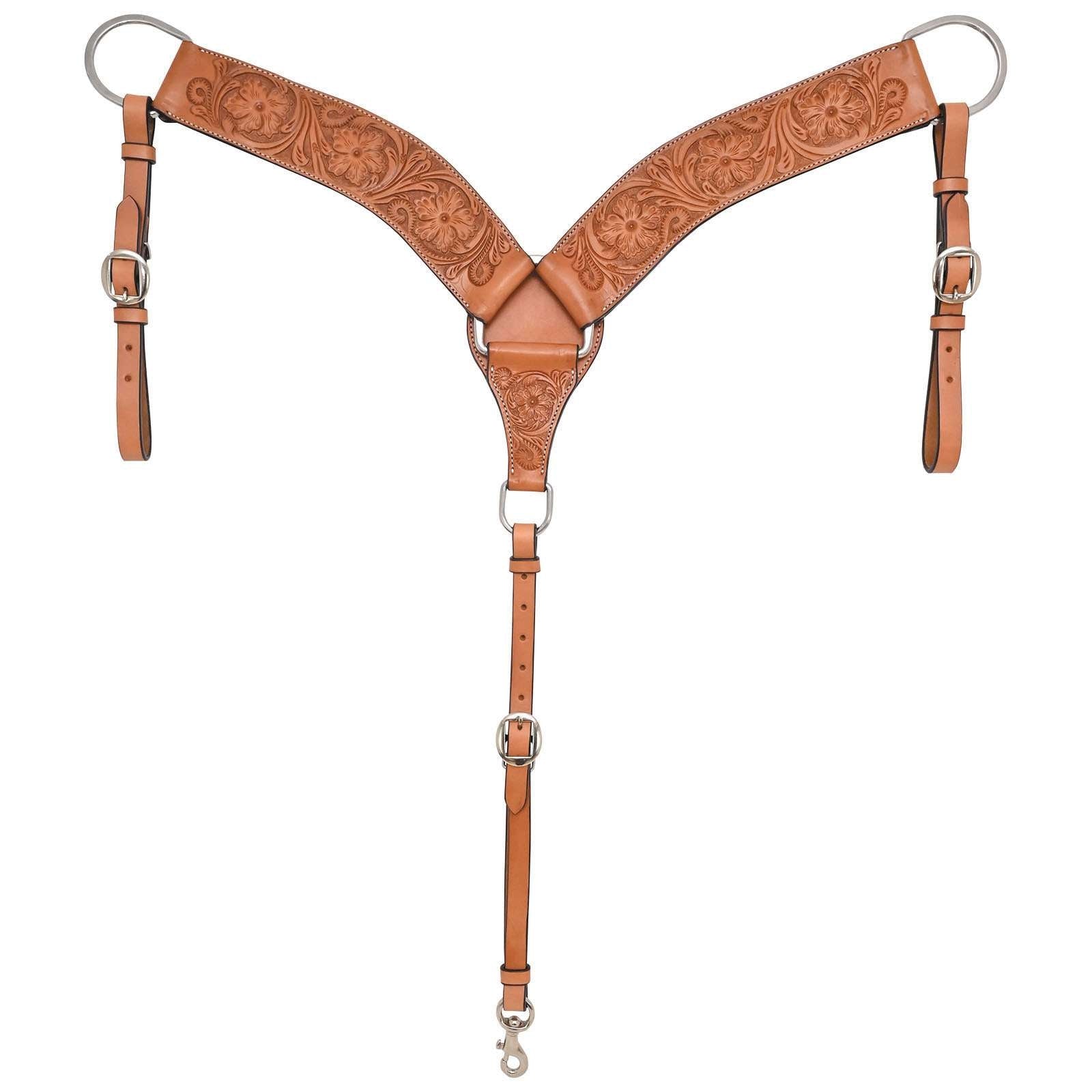 Circle Y 3" Shaped Floral Tooled Breast Collar