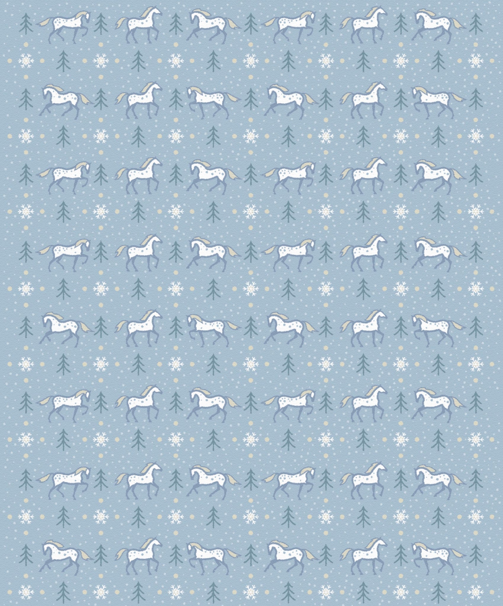 Snowy Pines Horse Throw Blanket