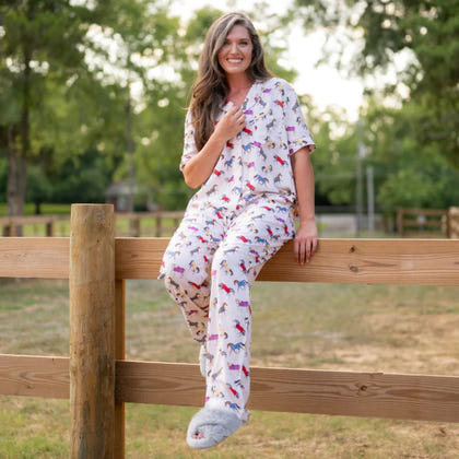 AWST Int'l Lila Loungewear Pant Set-Blue Toile-L