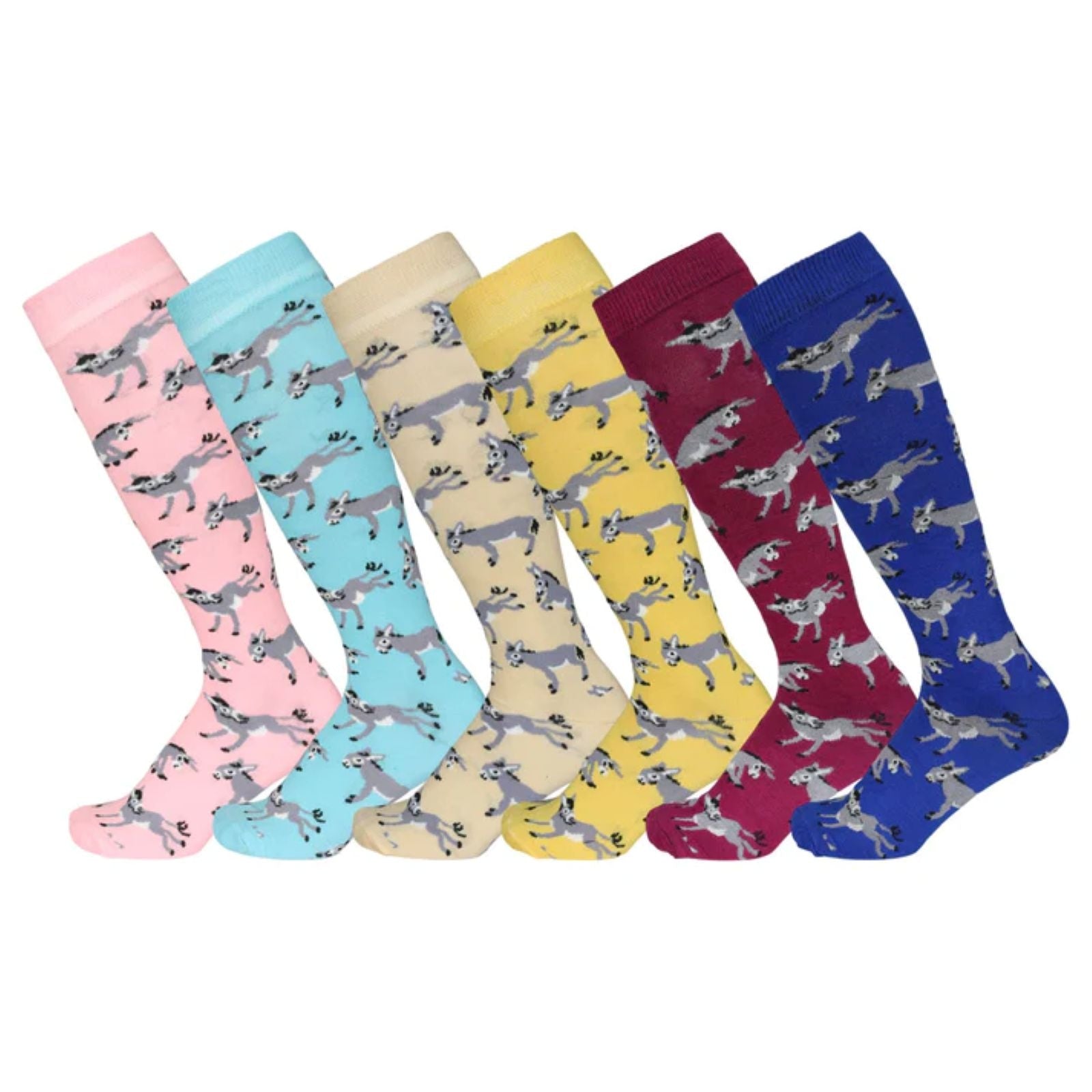 AWST Int'l Ladies Playful Donkeys Knee Socks - 6-pack