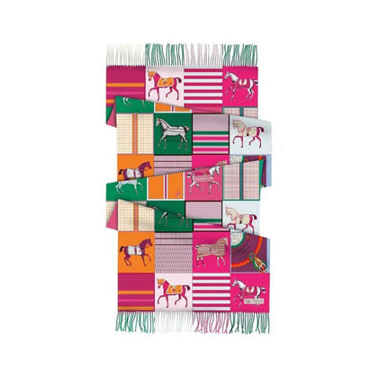 AWST Int'l Horses in Blankets Acrylic Cashmere Scarf