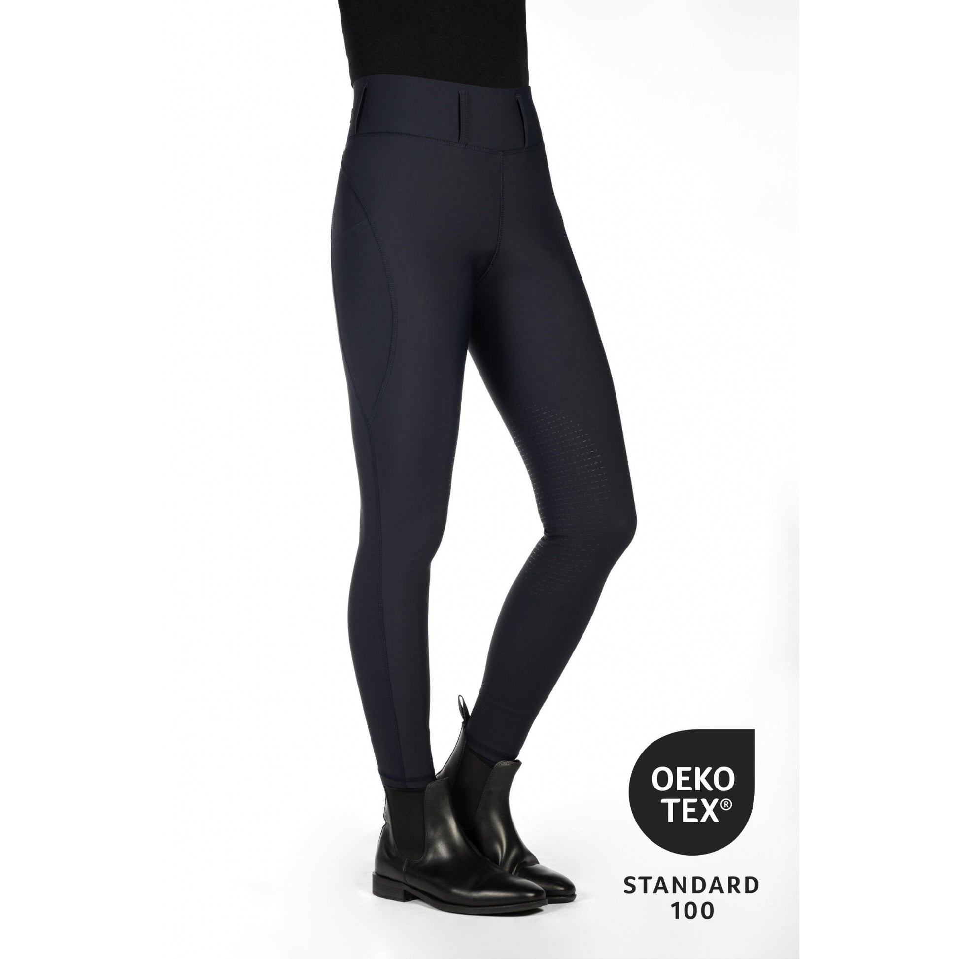 HKM Ladies Jil High Waist Sil. Knee Patch Riding Leggings