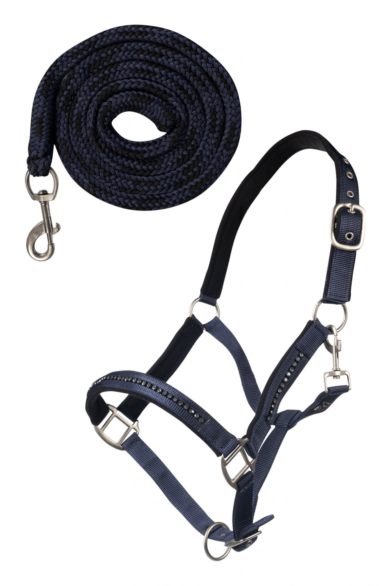 HKM Crystal Soft Padded Head Collar Set With Snap
