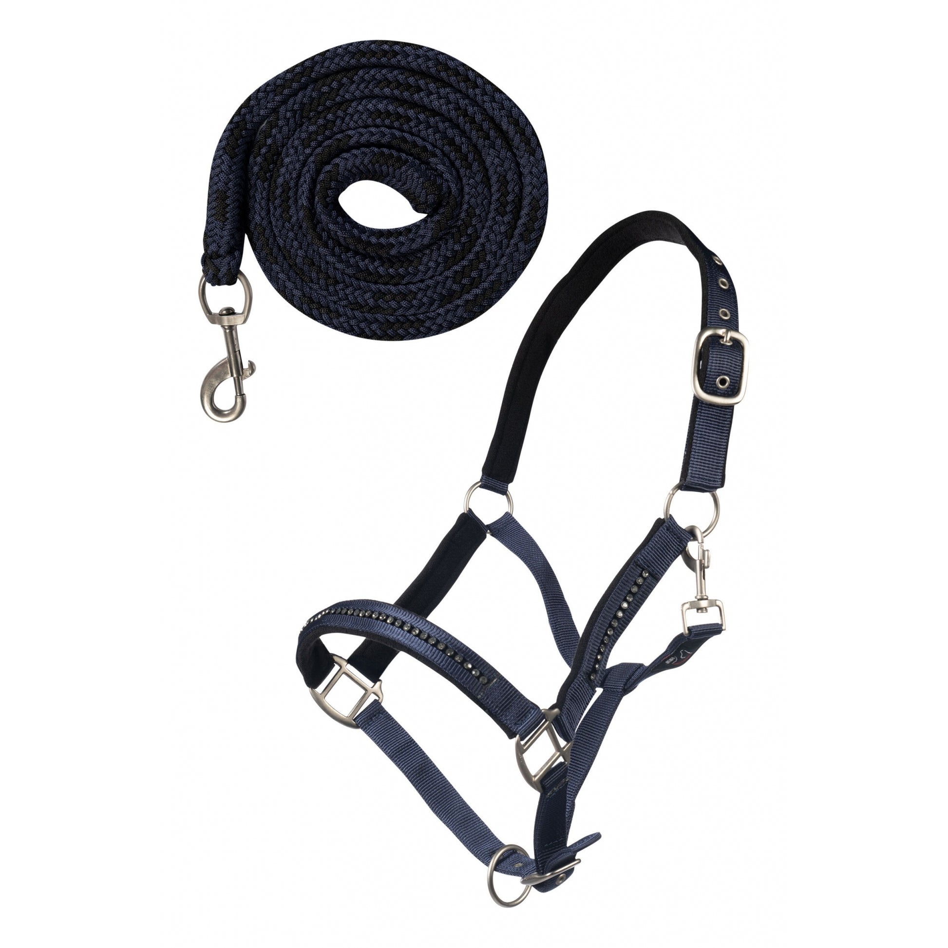 HKM Crystal Soft Padded Head Collar Set With Snap