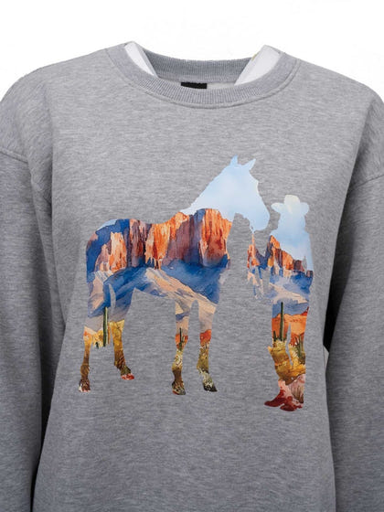 Outback Trading Ladies Mountain Silhouette Sweatshirt