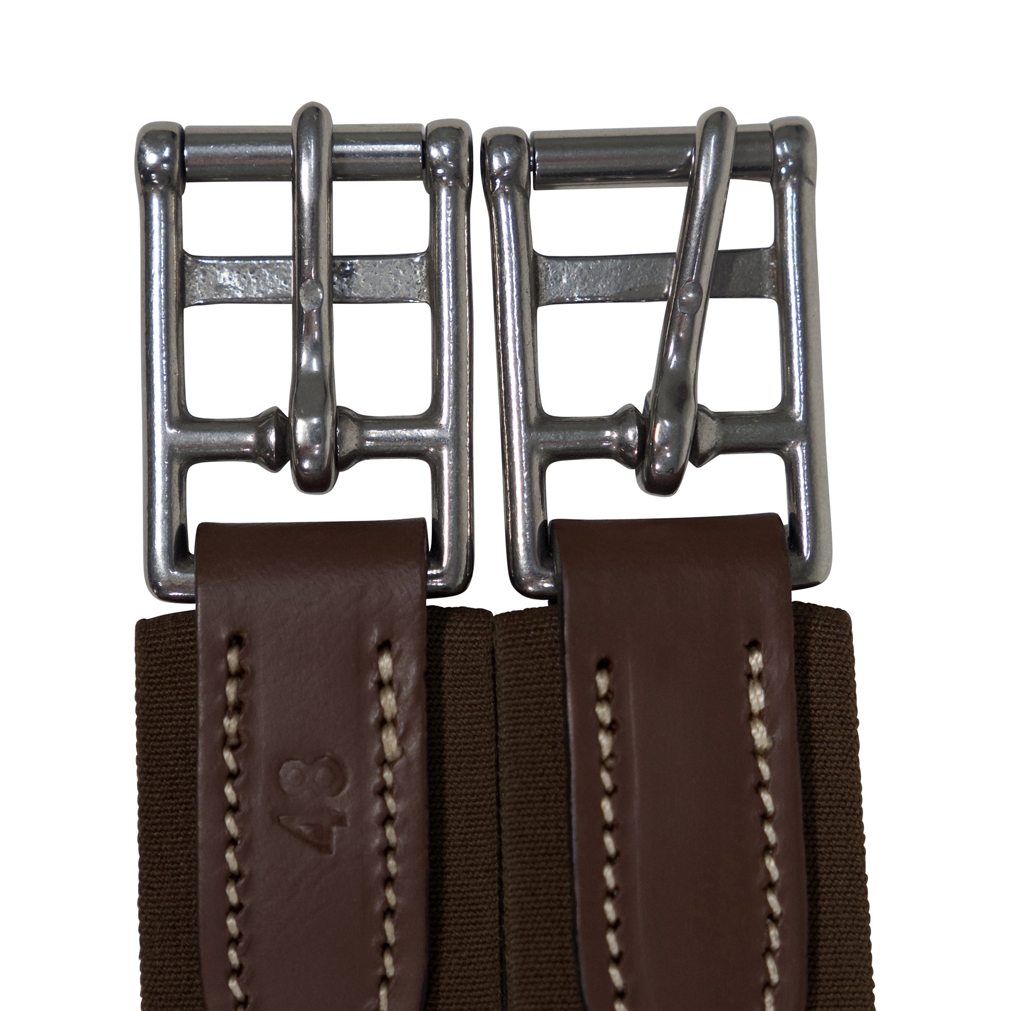 Huntley Equestrian Sedgwick Leather Fancy Stitched Padded Leather Contour Shaped Girth with Double End Elastic