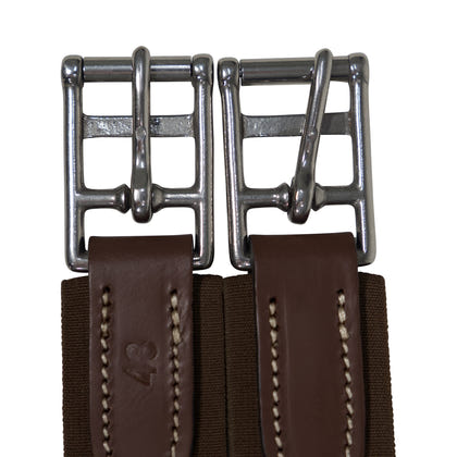 Huntley Equestrian Sedgwick Leather Fancy Stitched Padded Leather Contour Shaped Girth with Double End Elastic