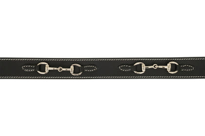 Huntley Equestrian Ladies Stirrup Buckle, Snaffle Bit, 1.5" Inch Width Leather Belt
