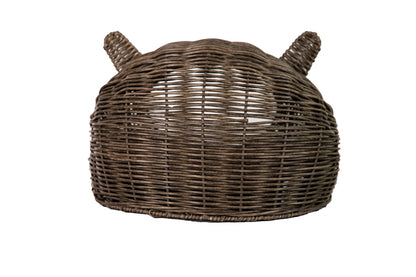 Huntley Equestrian Pet Wicker Cat Shaped Play House Pet Bed with Cushion