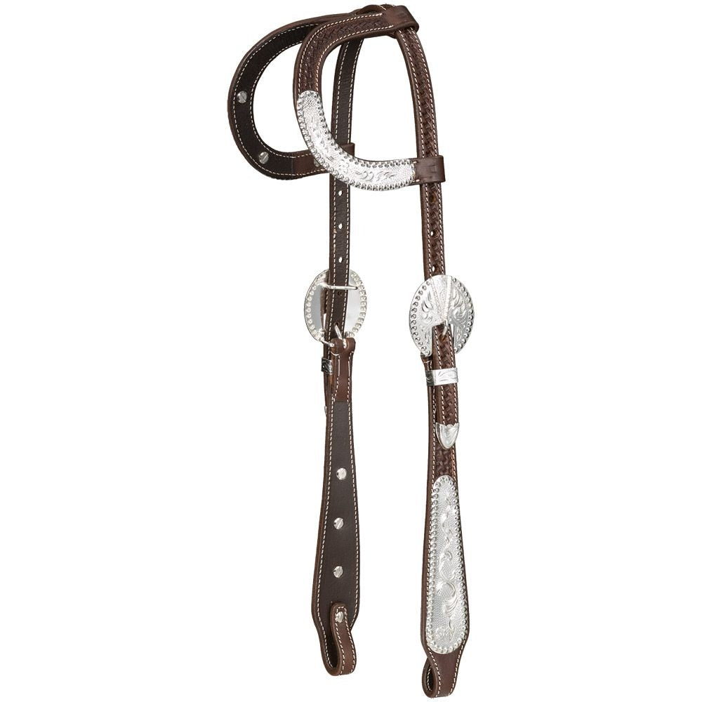 Silver Royal Double Ear Headstall with Berry Edge