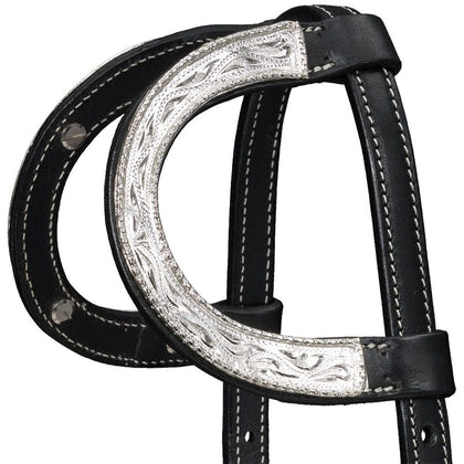 Silver Royal Double Ear Headstall with Raised Edge