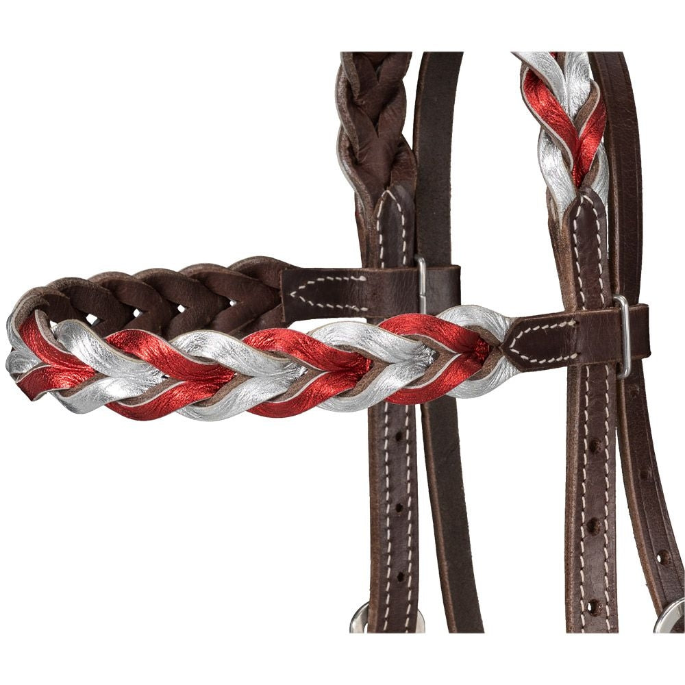 Tough1 Patriotic Braided Leather Browband Headstall