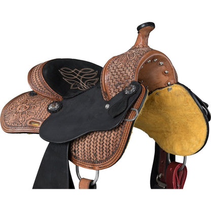 Tough1 Youth Black Lotus Barrel Saddle
