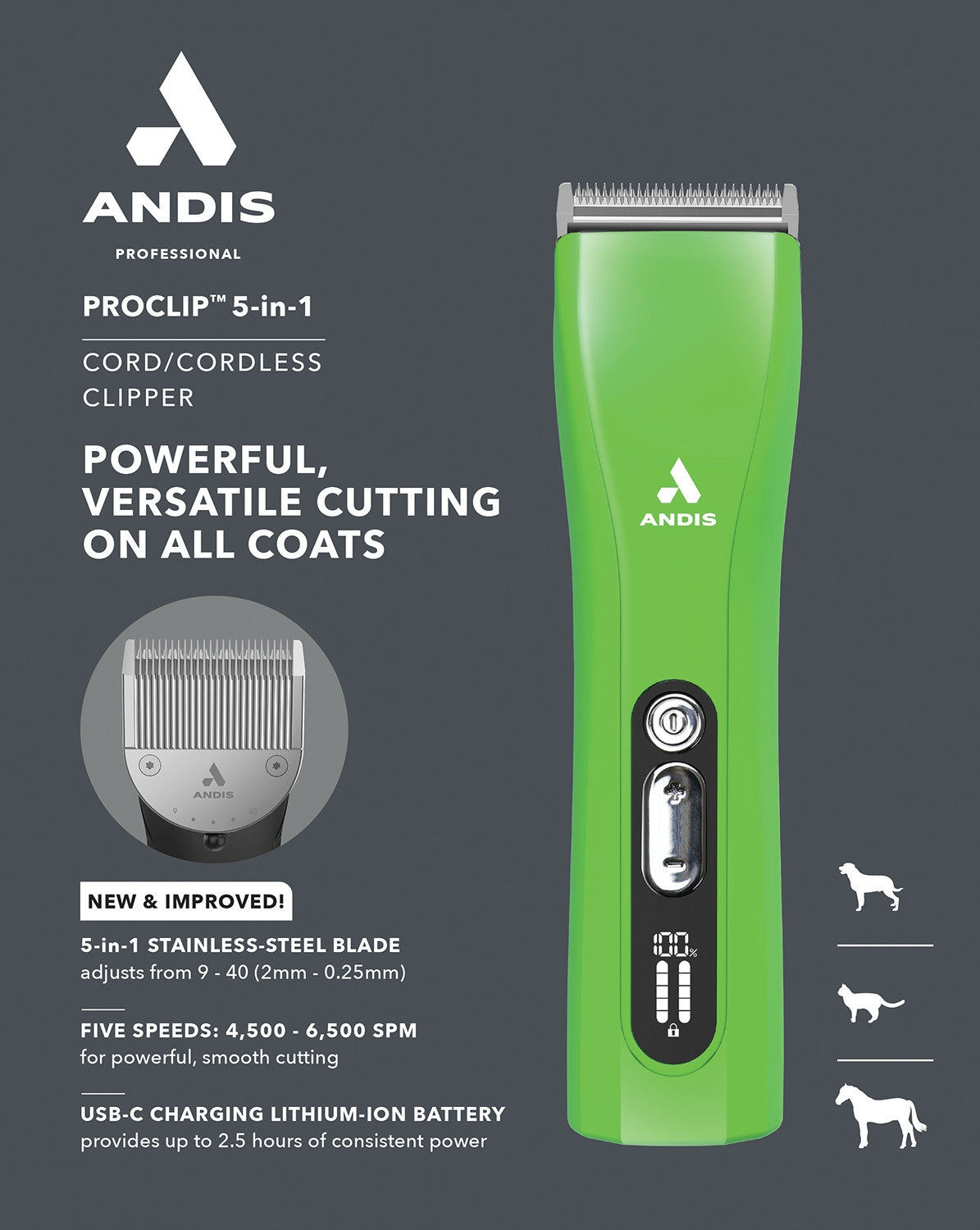 Andis ProClip 5-in-1 Cord/Cordless Clippers