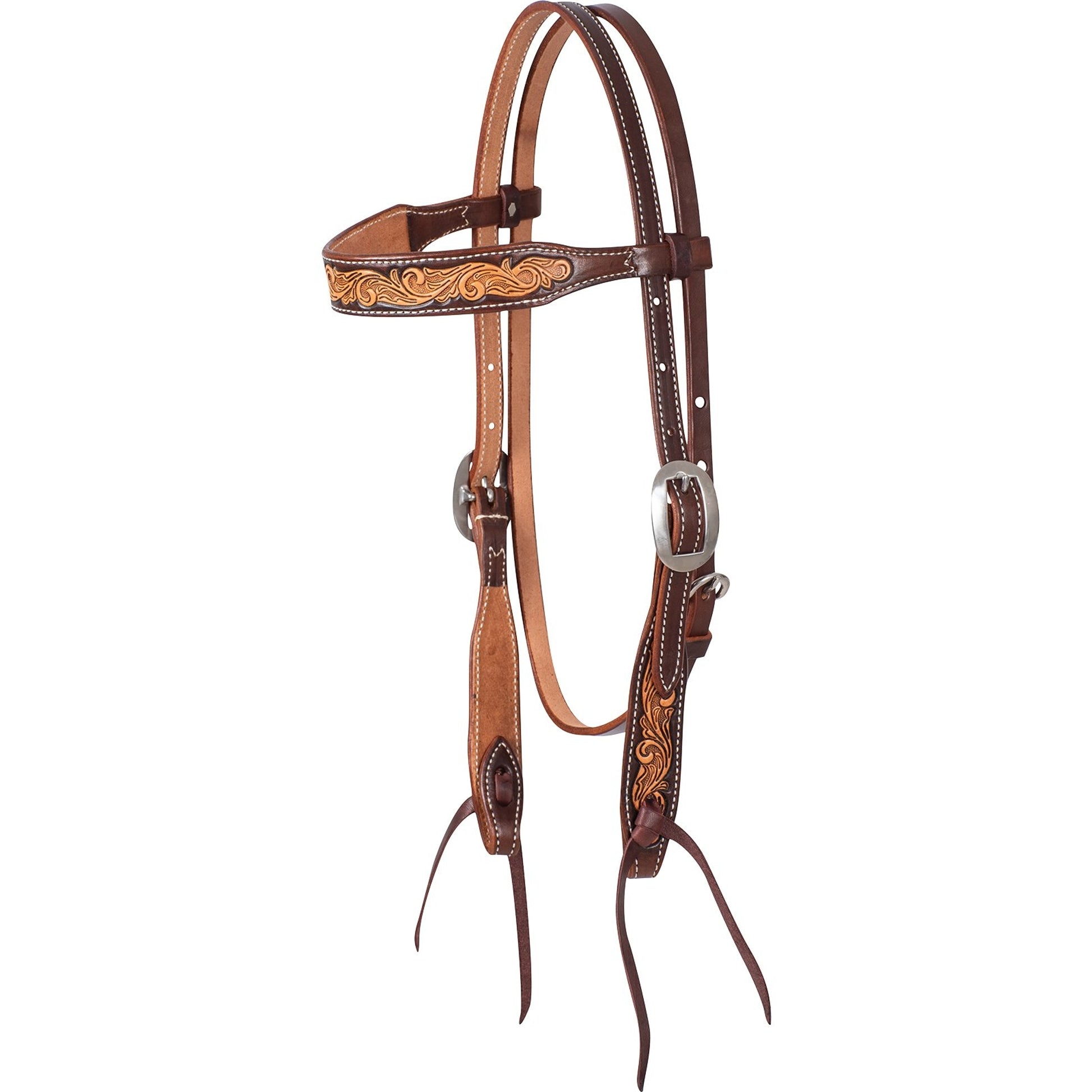 Martin Saddlery Browband Headstall Scroll Tooled with Brown Frame