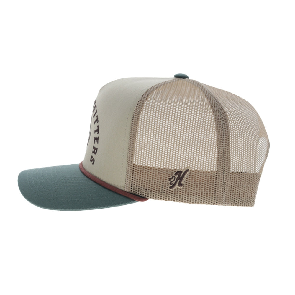 Hooey Shed 5-Panel Trucker with Brown Embroidery Logo and Green Bill