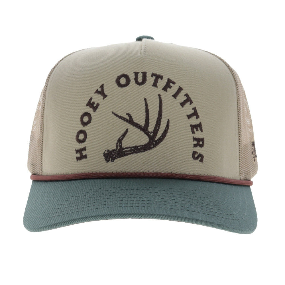 Hooey Shed 5-Panel Trucker with Brown Embroidery Logo and Green Bill