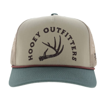 Hooey Shed 5-Panel Trucker with Brown Embroidery Logo and Green Bill