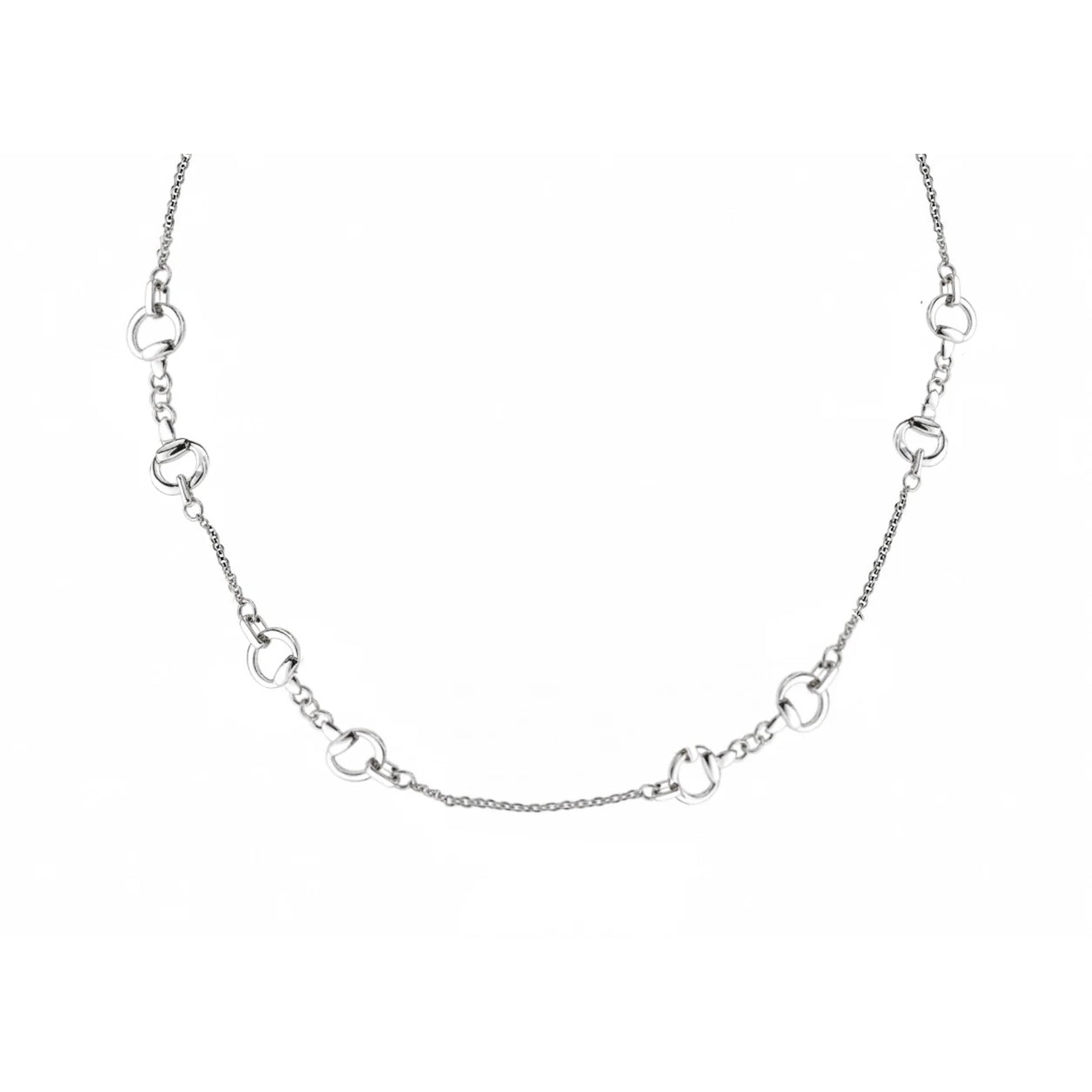 Equestrian Jewelry Brass Long Silver Snaffle Bit Necklace