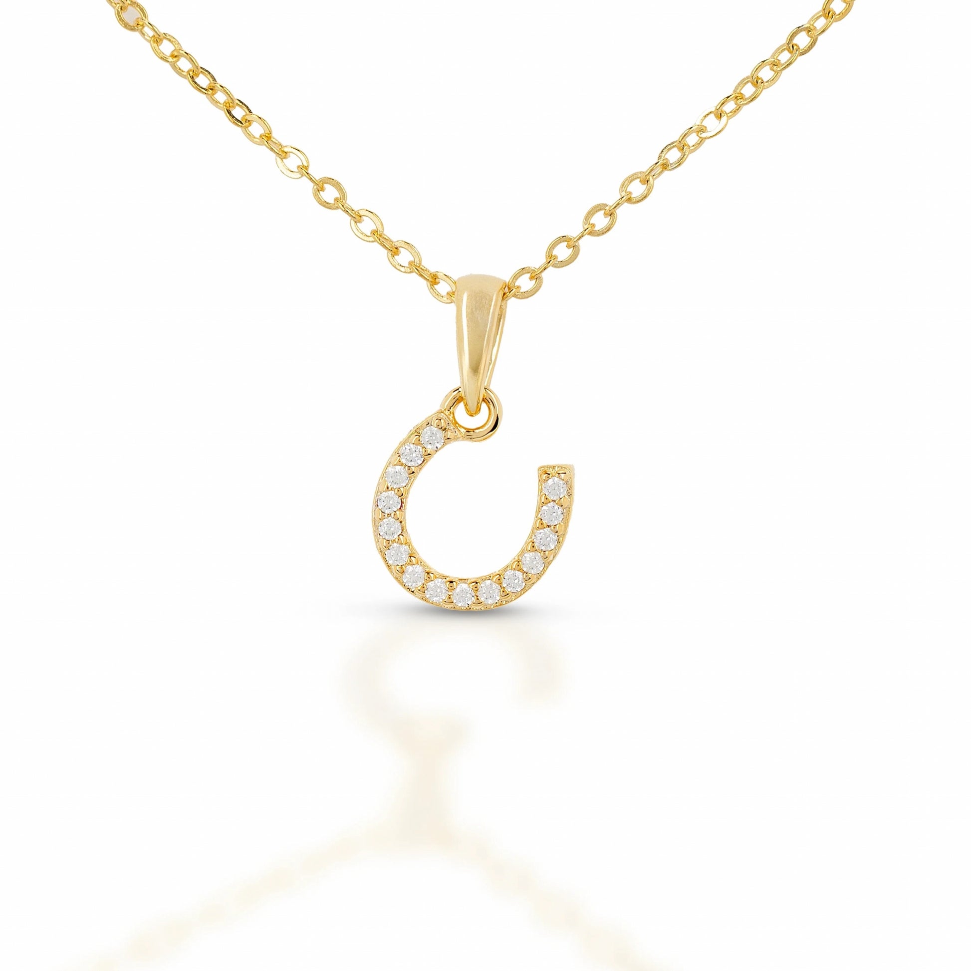 Equestrian Jewelry Gold Dangling Hoseshoe Necklace