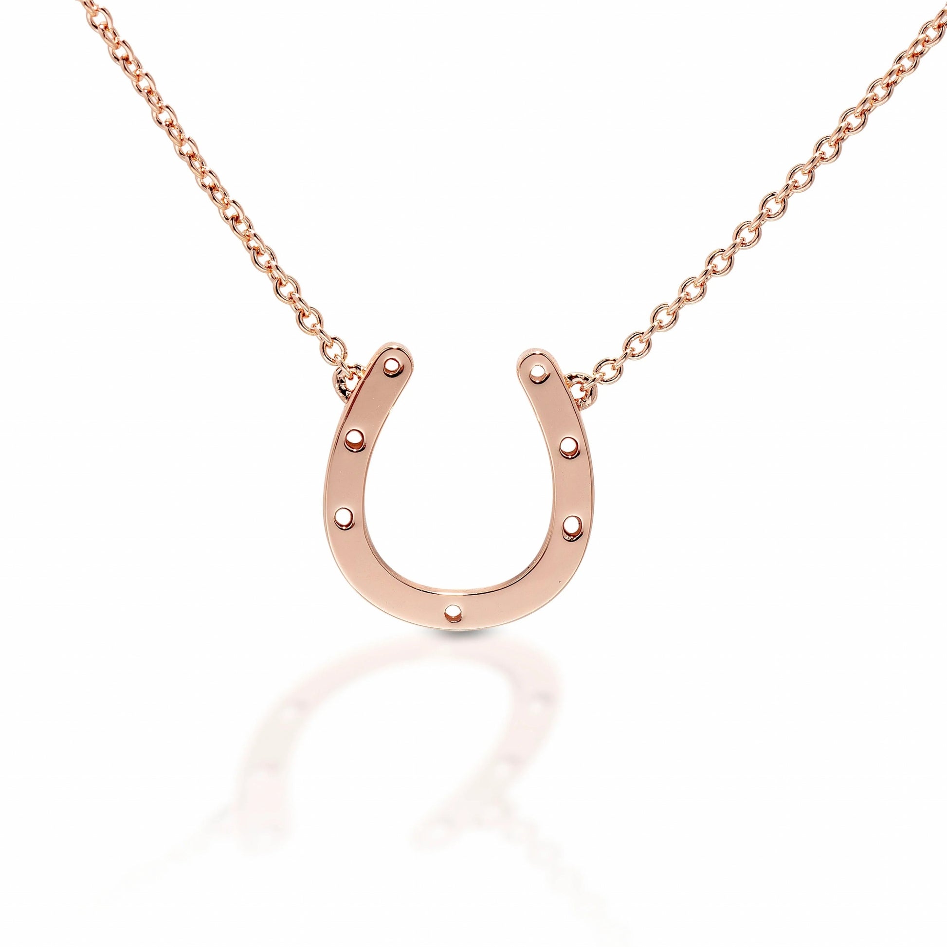 Equestrian Jewelry Small Horseshoe Necklace in Rose Gold
