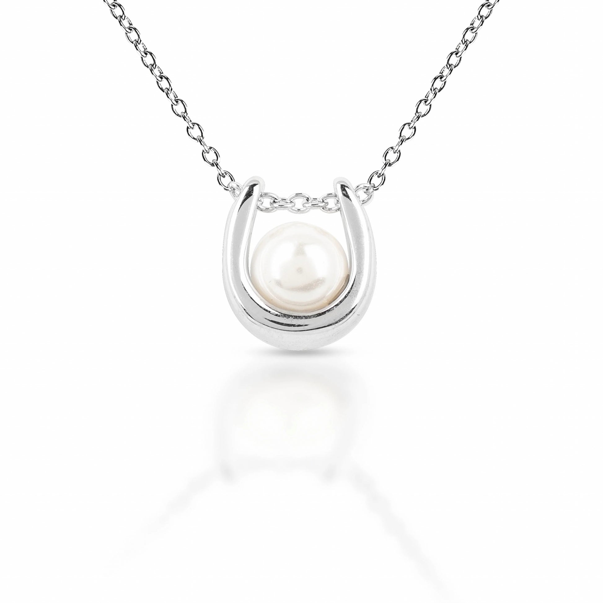 Equestrian Jewelry Small Pearl Horseshoe Necklace