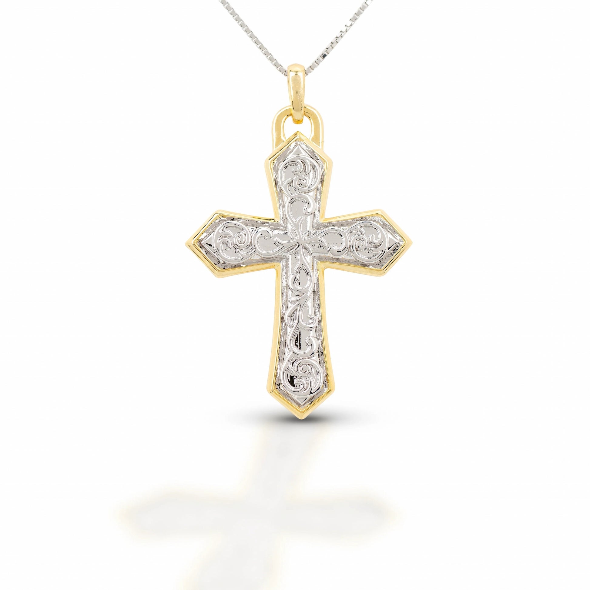 Equestrian Jewelry Gold Rimmed Cross Pendant Necklace