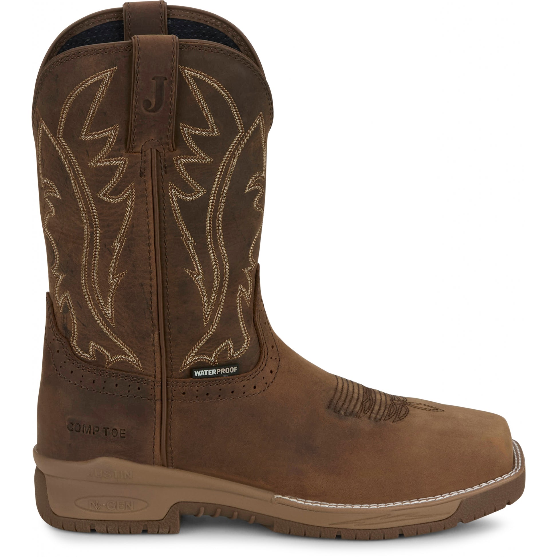 Justin Mens Nitread 11" Waterproof Nano Comp Toe Boots