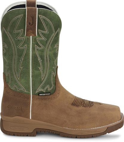 Justin Mens Nitread 11" Waterproof Nano Comp Toe Boots