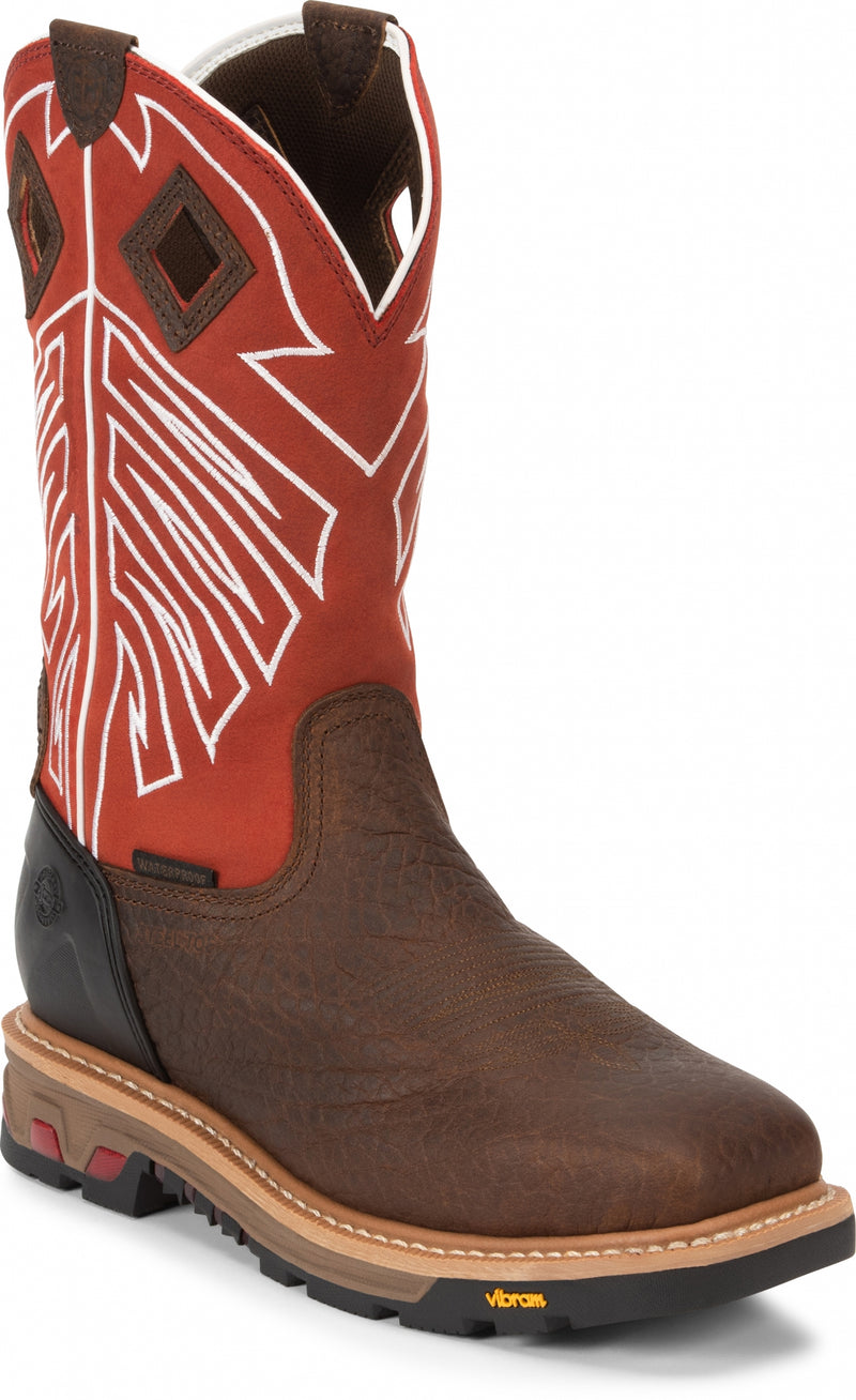 Justin Mens Roughneck 12" Waterproof Steel Toe Boots