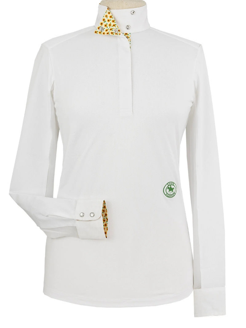 Essex Classics Sunflowers Ladies Talent Yarn Wrap Collar Long Sleeve Show Shirt