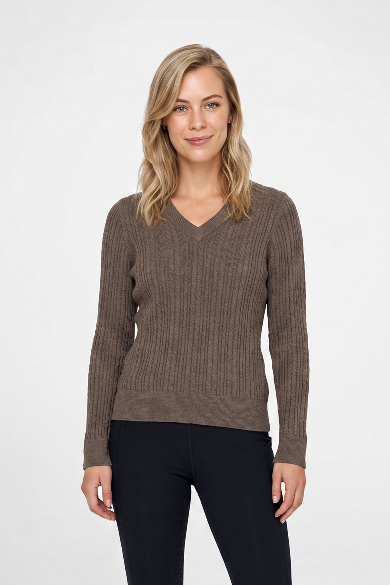 Weatherbeeta Ladies Cable Knit V-Neck Pullover