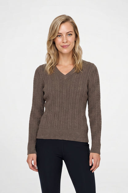 Weatherbeeta Ladies Cable Knit V-Neck Pullover