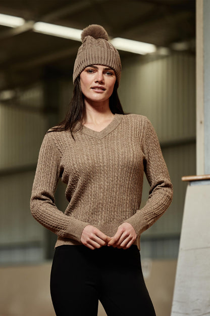 Weatherbeeta Ladies Cable Knit V-Neck Pullover